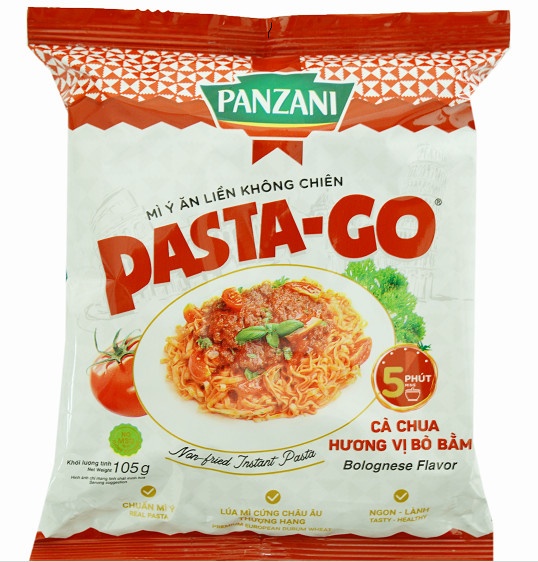 Pasta-Go Mì Ý ăn liền không chiên – cà chua hương vị bò bằm 105g (30 gói/thùng)