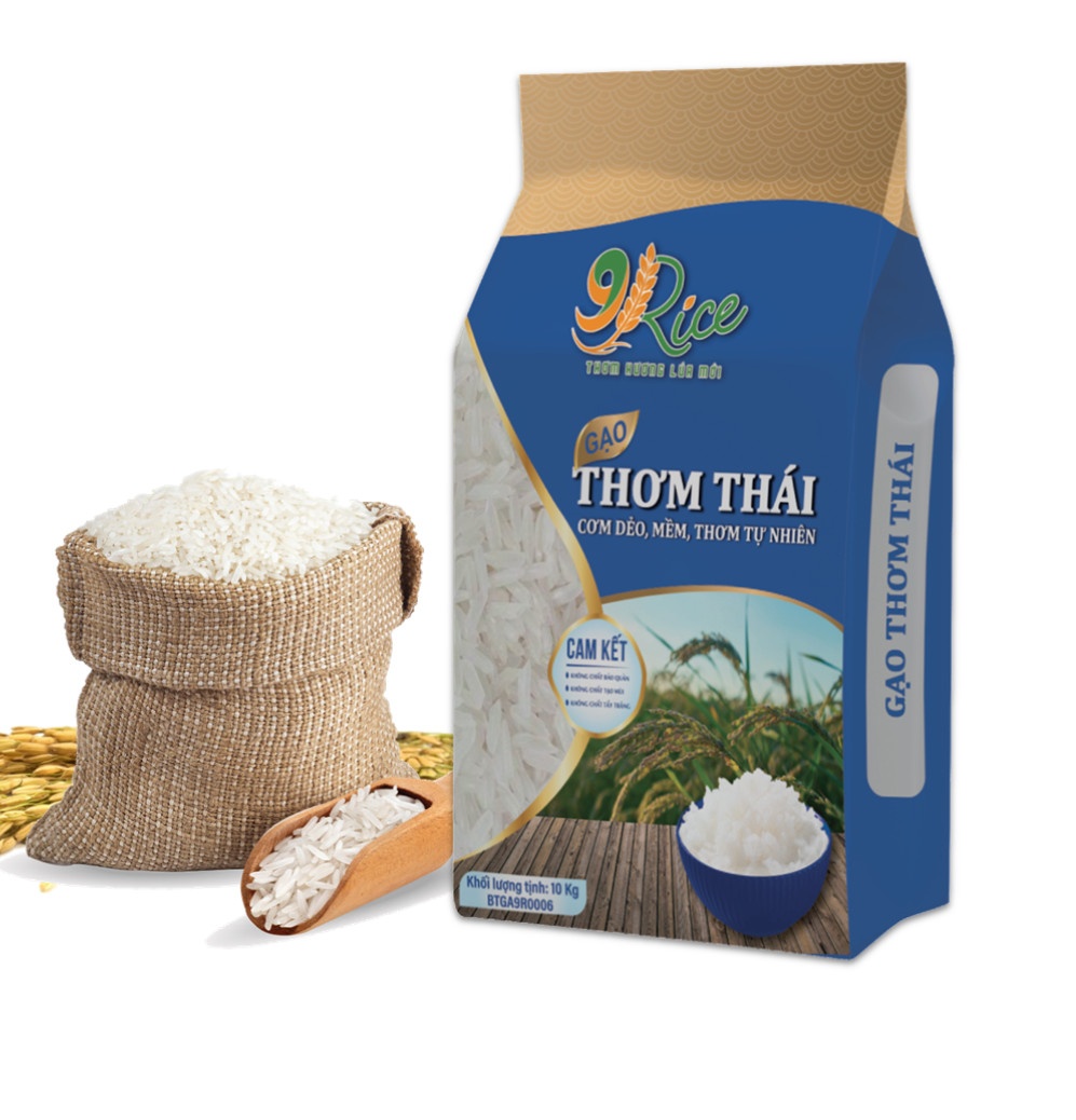 Gạo 9Rice Thơm Thái 10kg (5 túi/bao)