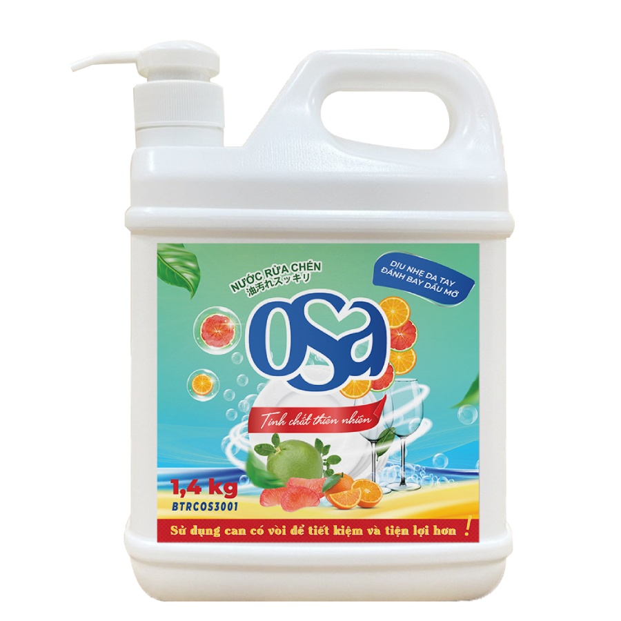 Nước rửa chén OSA tinh chất thiên nhiên 1,4kg (8 can/thùng)