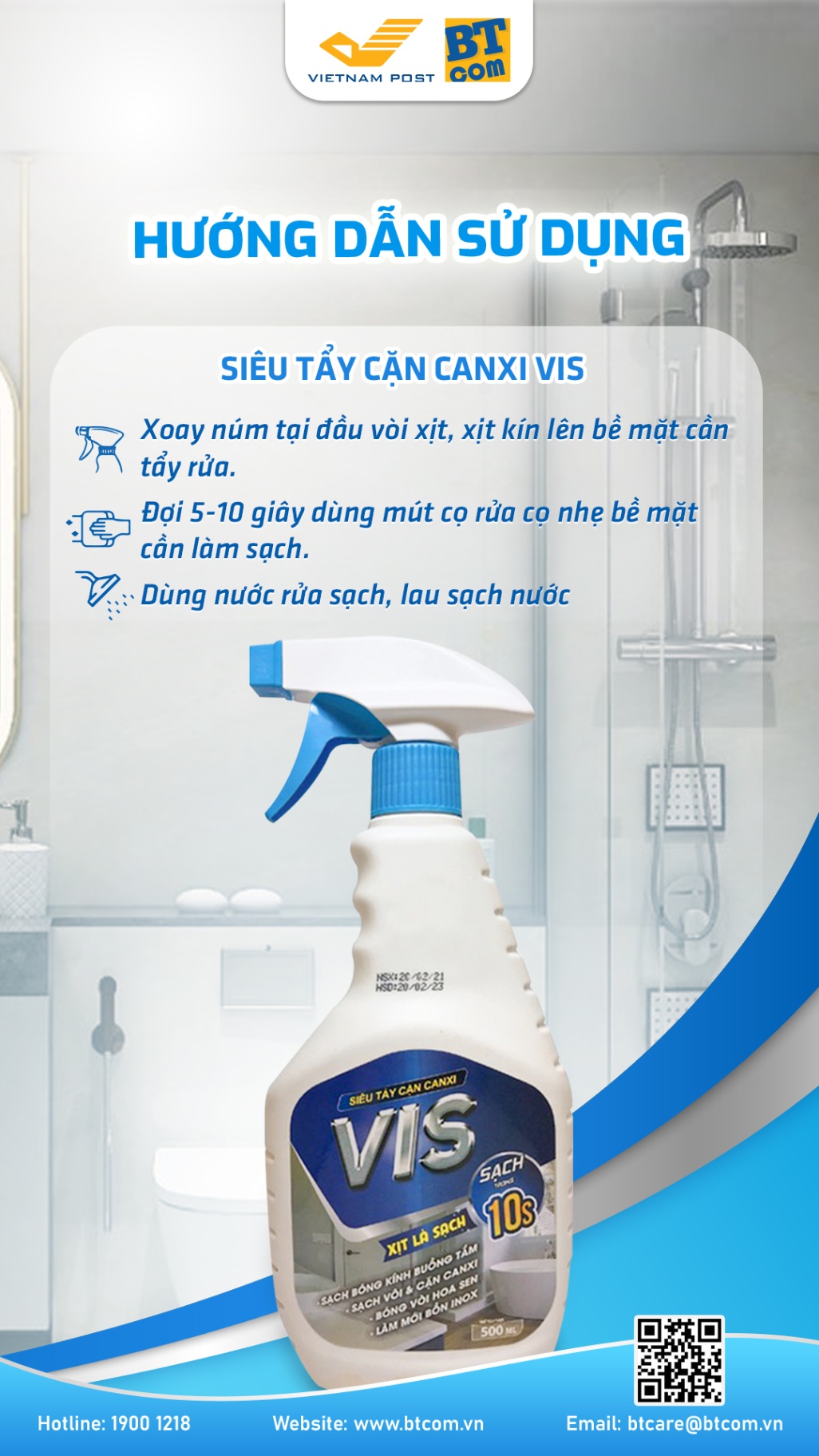 Siêu tẩy cặn canxi VIS 500ml (12 chai/thùng)