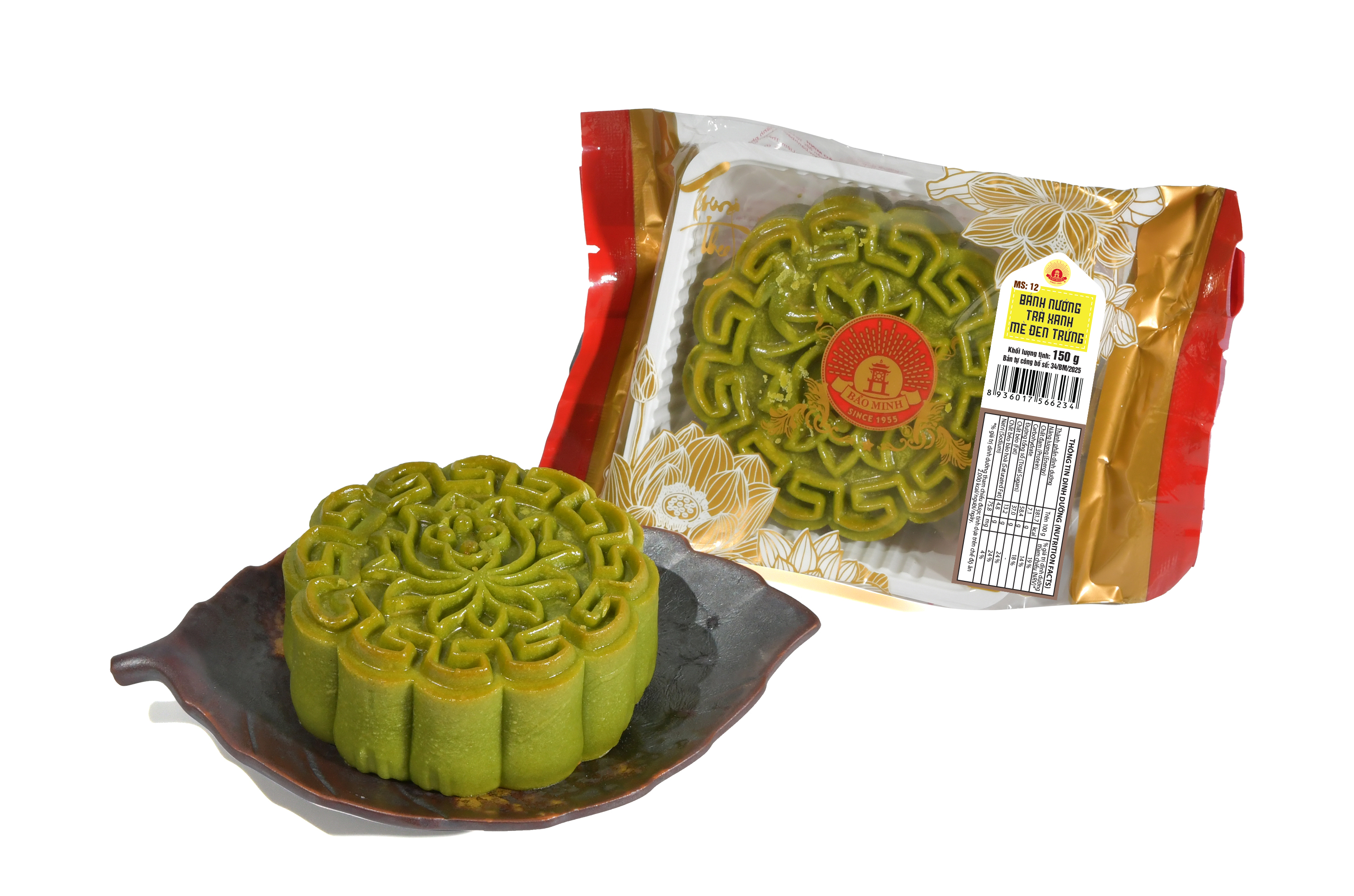 Bánh nướng trà xanh mè đen trứng 150g
