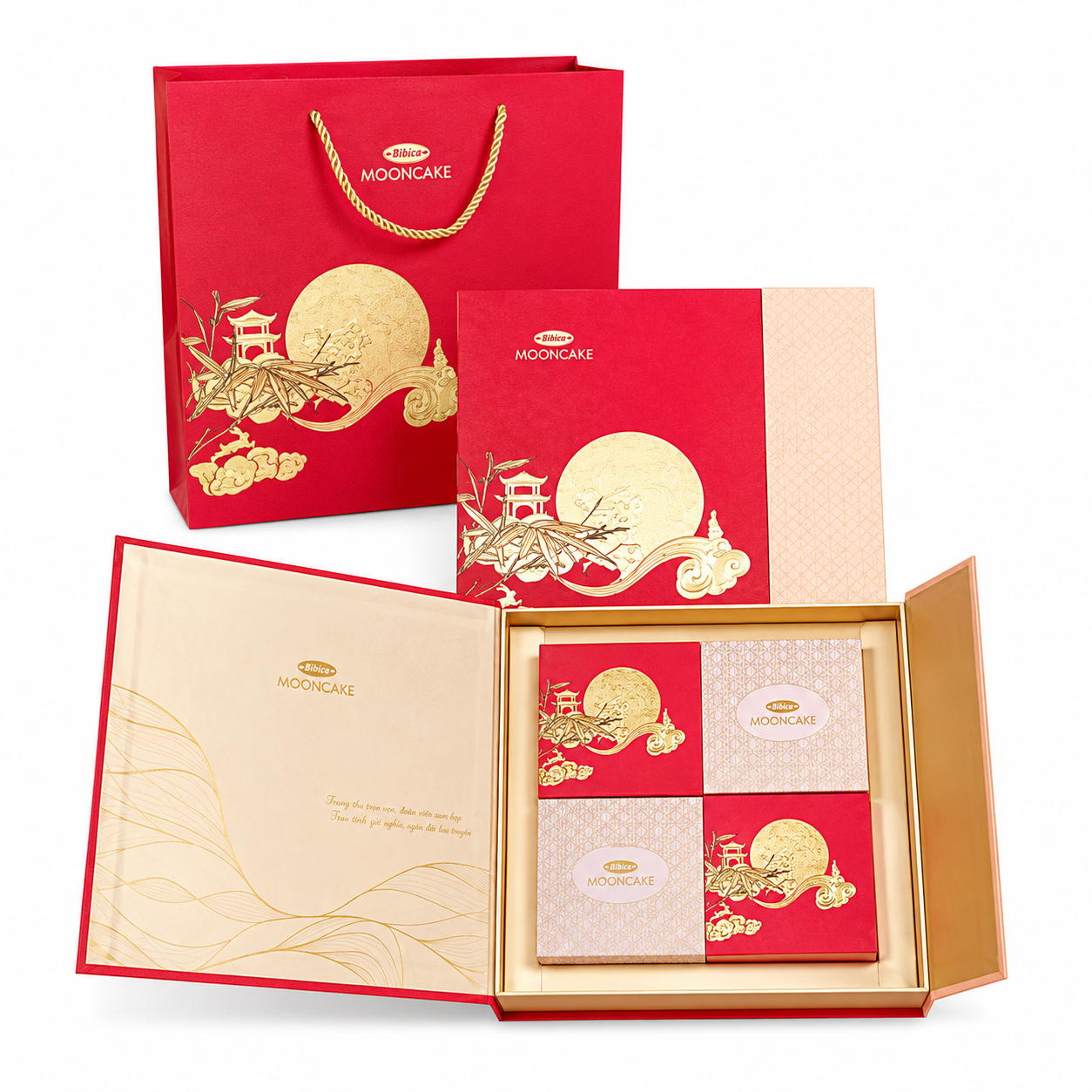 Bánh trung thu cao cấp Như Ý Đoàn Viên Đỏ 600g (NYDV D)