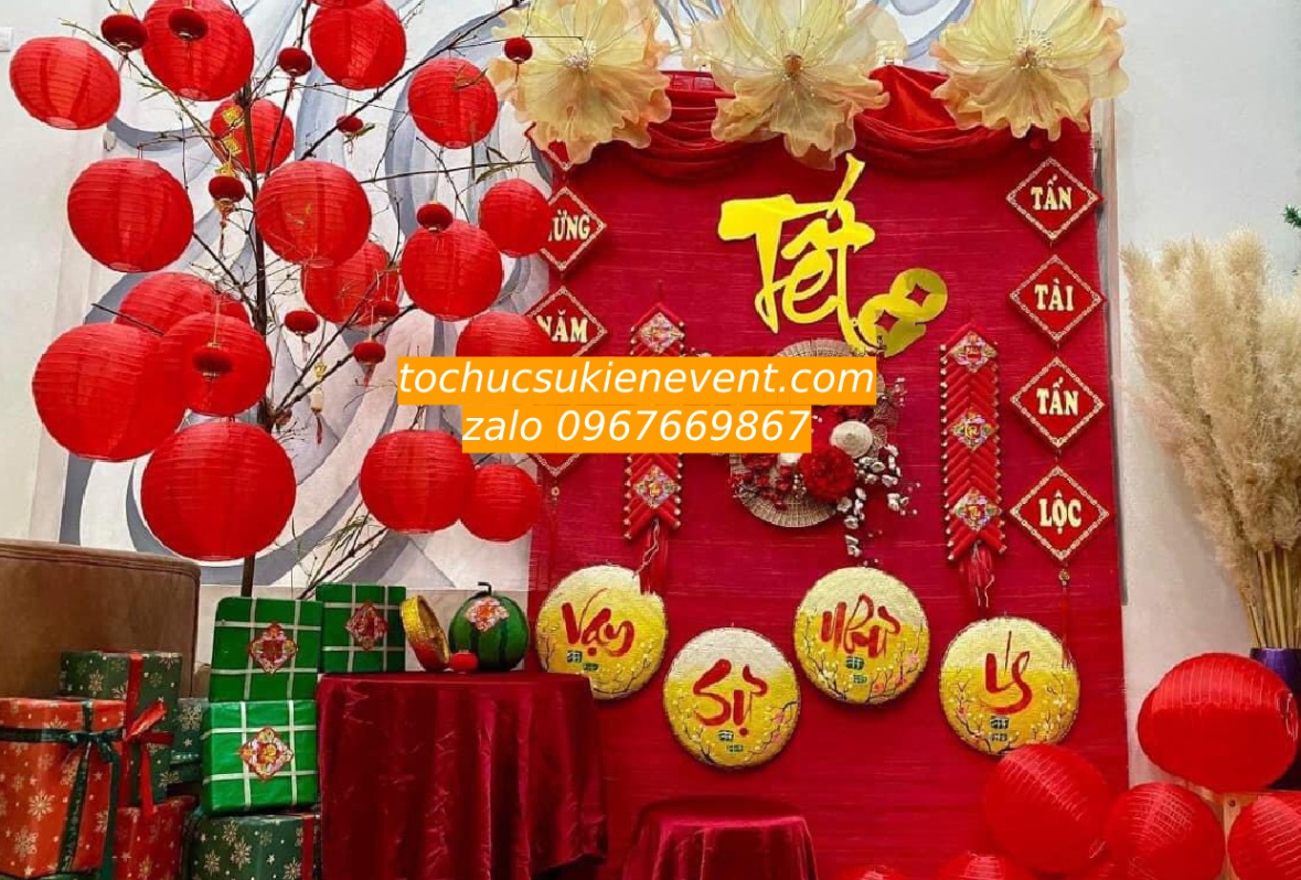 Mẫu decor trang trí tết hoa 3D