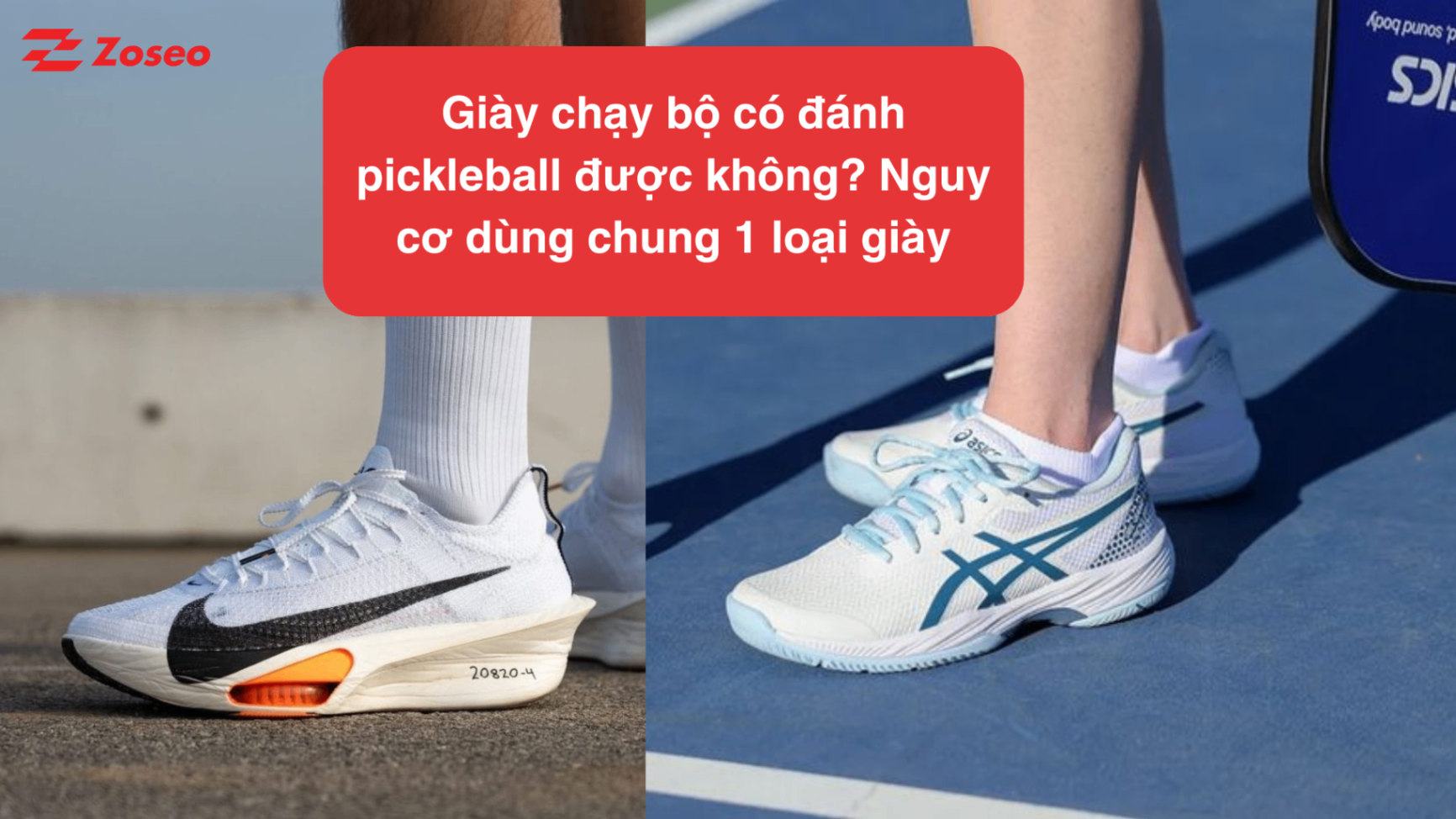 Giày chạy bộ có đánh pickleball được không? Nguy cơ dùng chung 1 loại giày