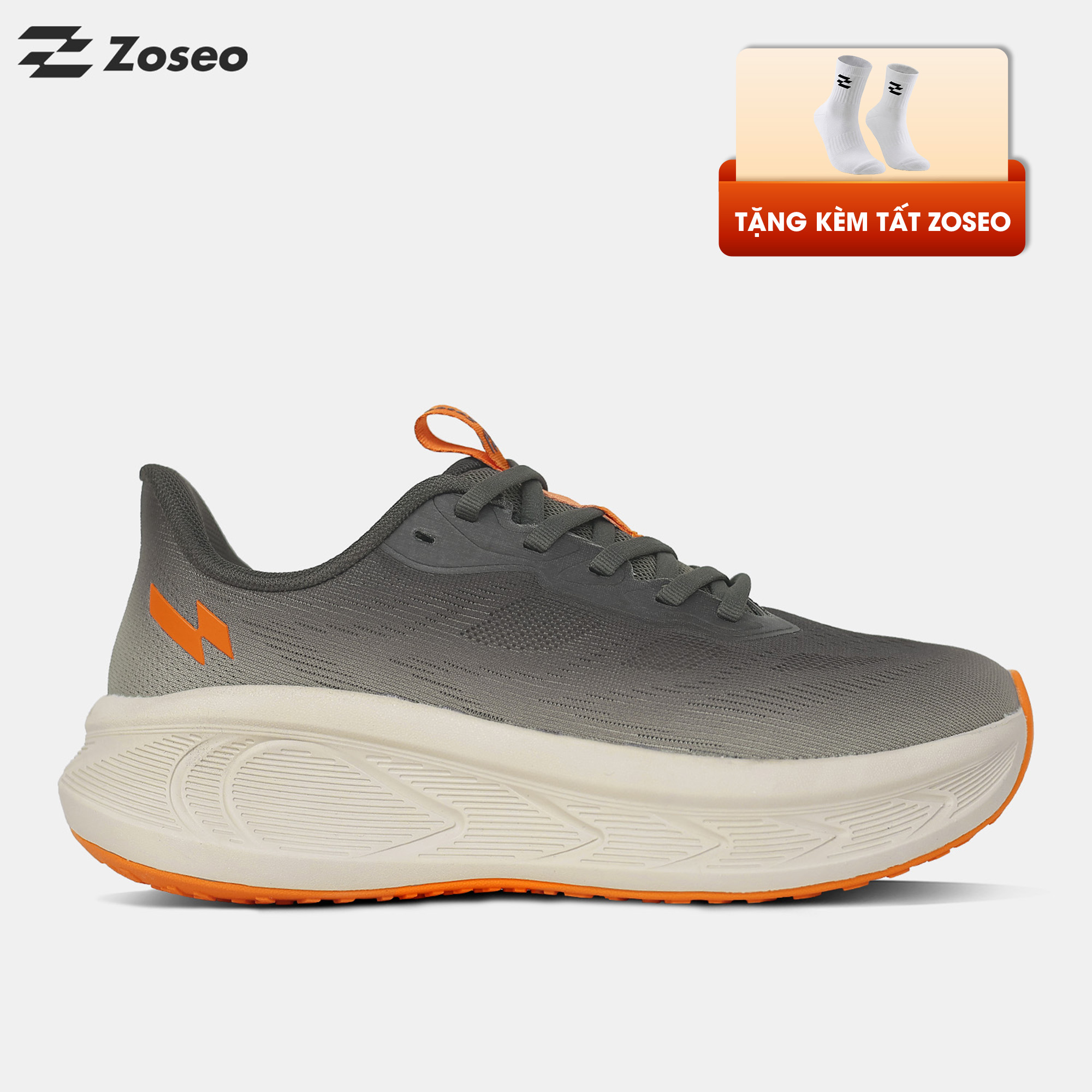 Giày chạy bộ Zoseo Airgo - Ash Grey Orange