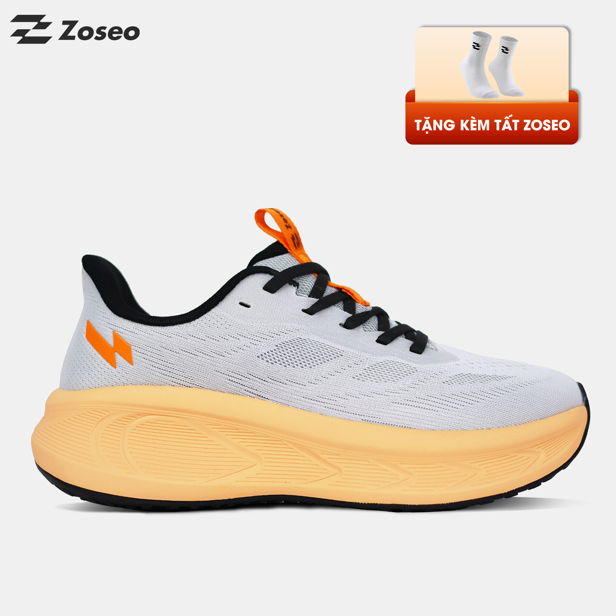 Giày chạy bộ Zoseo Airgo - Light Grey Orange