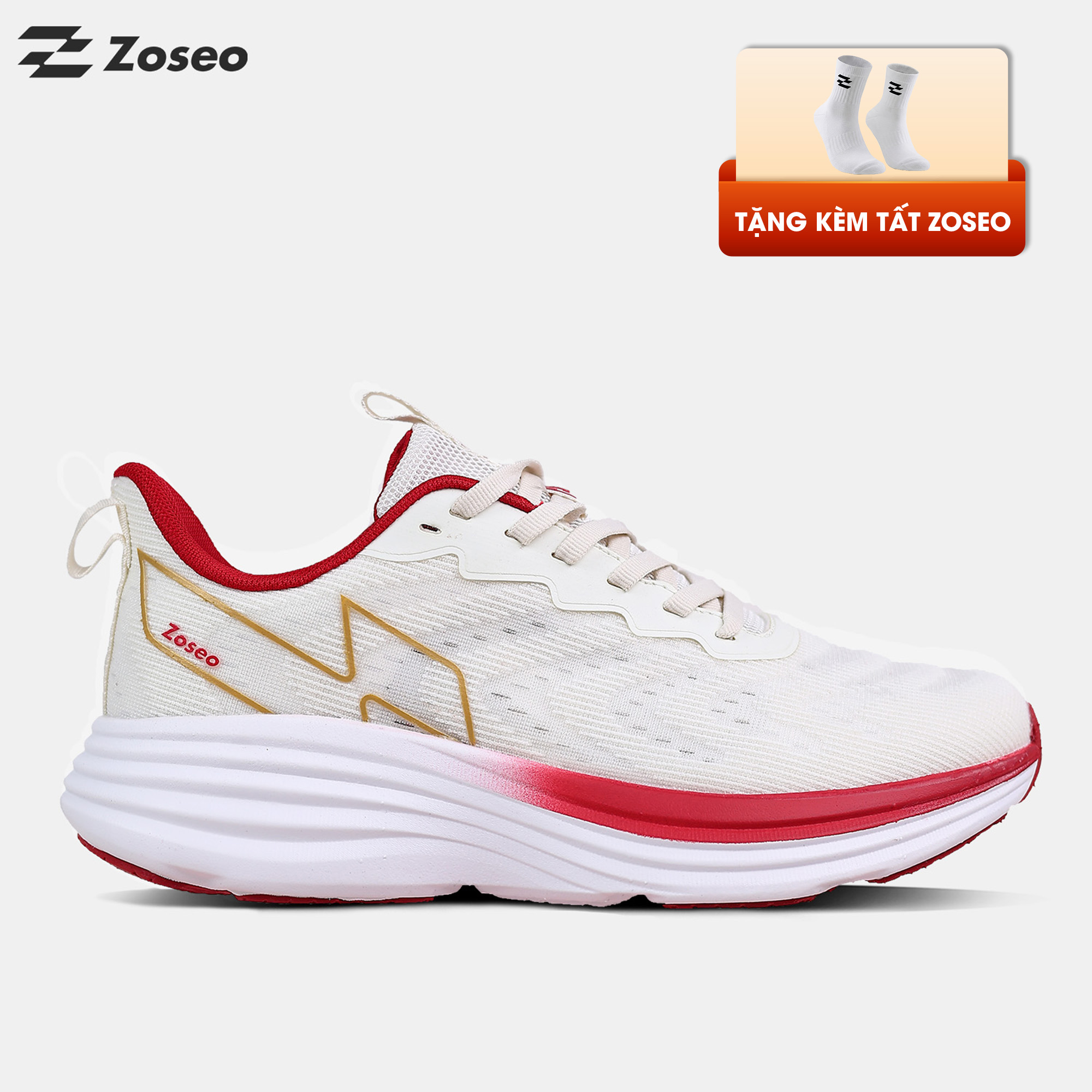 Giày chạy bộ Zoseo Airise - Beige Burgundy