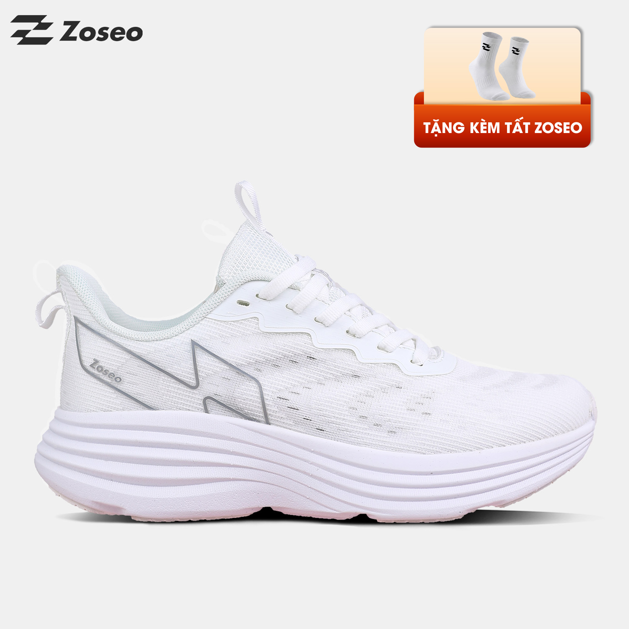 Giày chạy bộ Zoseo Airise - White Grey