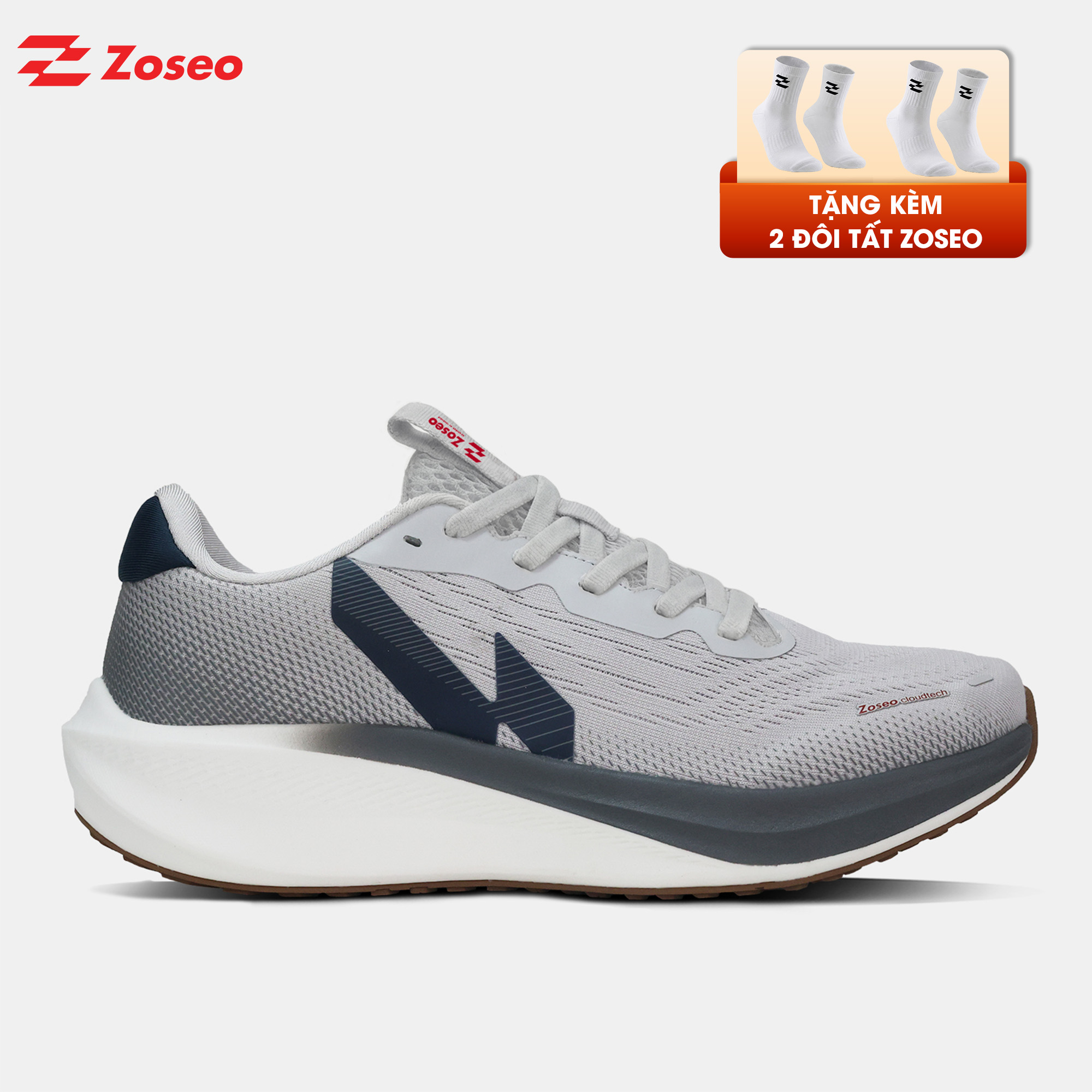 Giày chạy bộ Zoseo Cloudix - Grey Navy