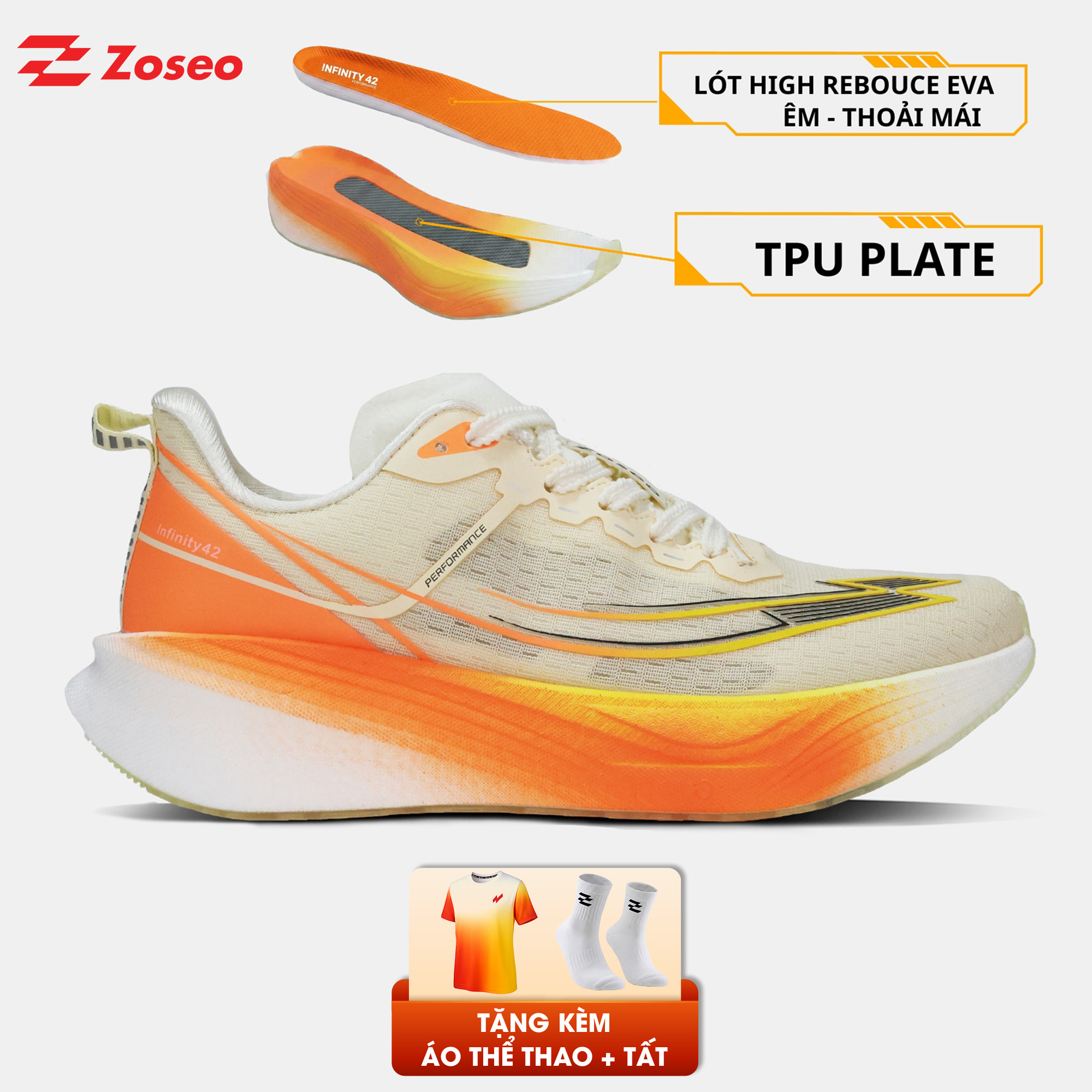 Giày chạy bộ Zoseo Infinity42 - Beige Orange