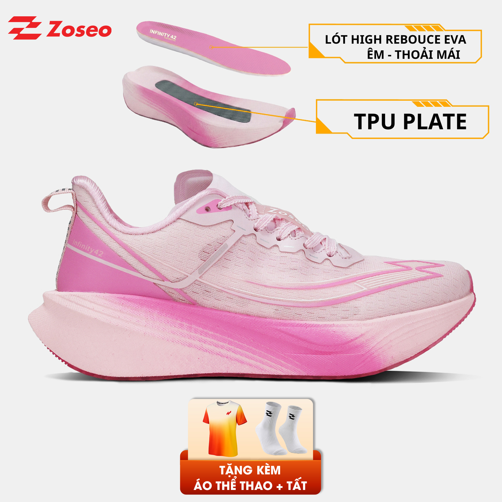 Giày chạy bộ Zoseo Infinity42 - Pink