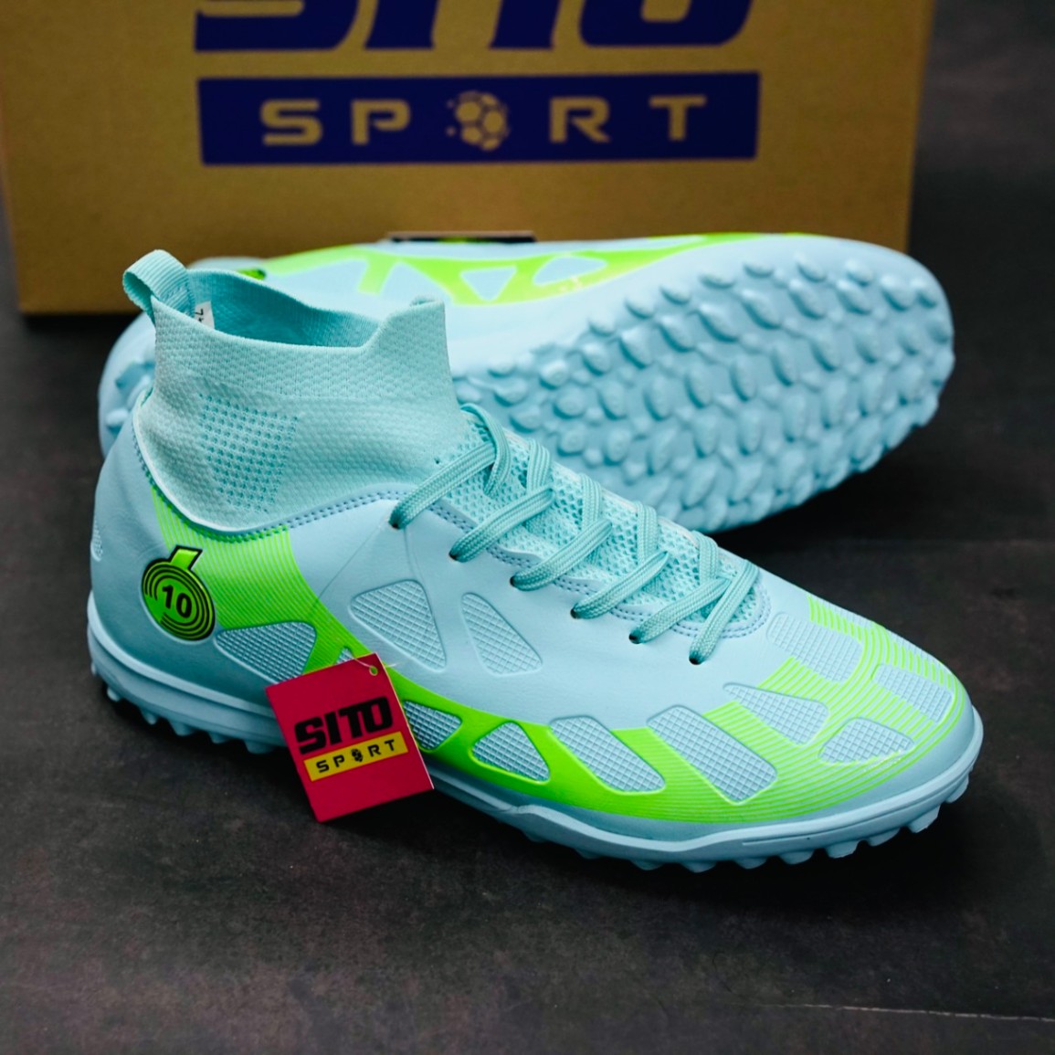 Giày Đá Bóng Nike Mer Butterfly Xanh Ngọc cao cổ TF