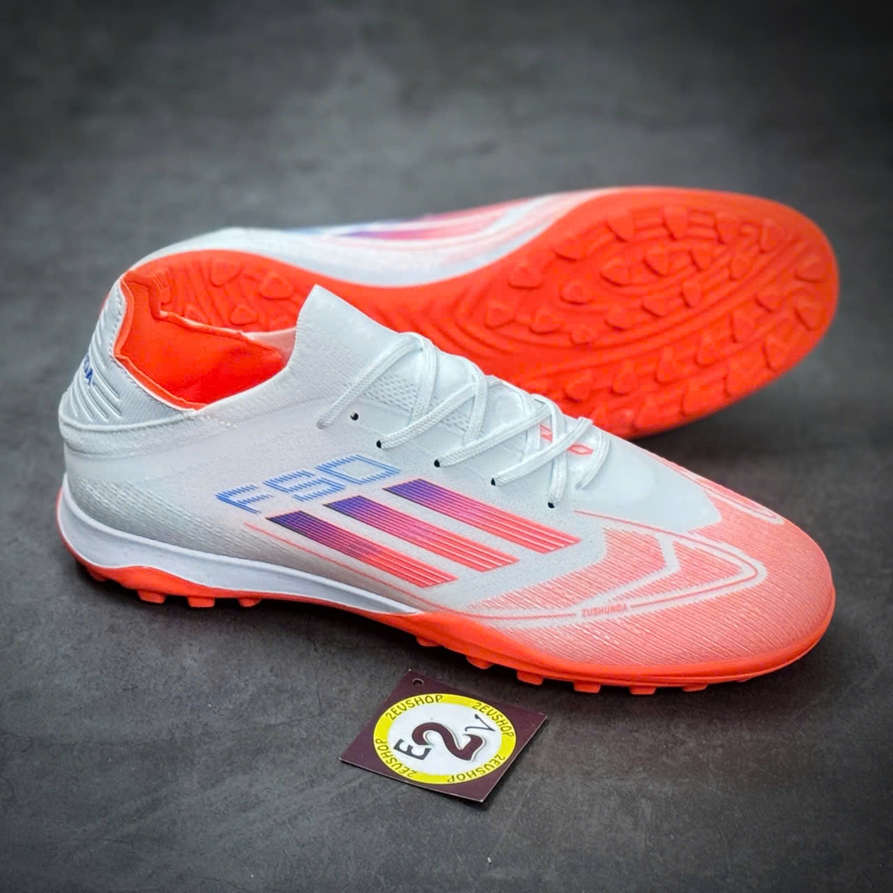 Giày Đá Bóng TF Adidas F50 Elite Trắng Cam Cổ Chun