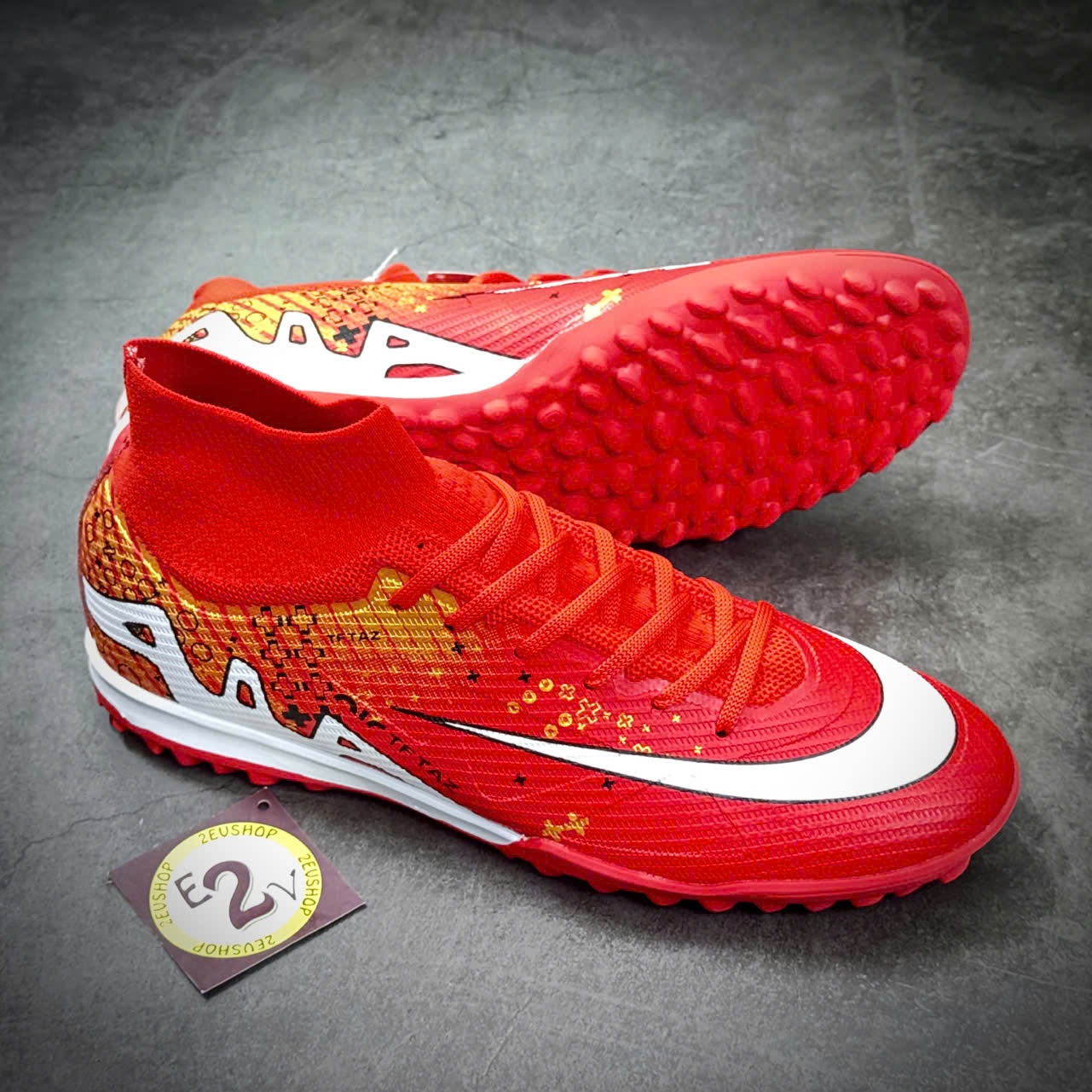 Giày Đá Bóng Nike Air Tezaz Superfly 9 Elite Đỏ Cao Cổ TF