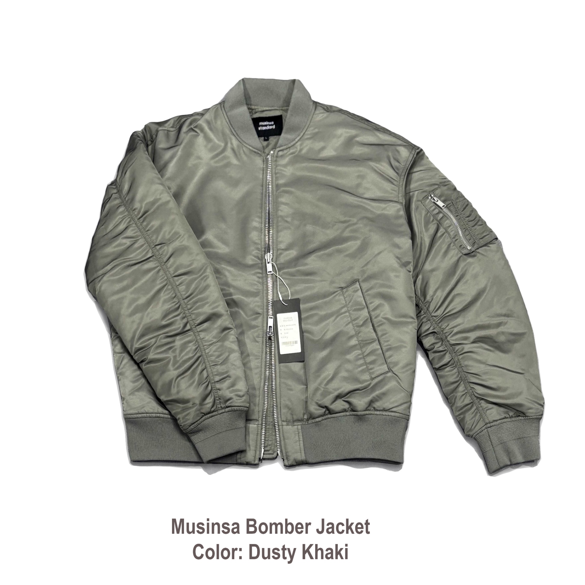 MUSINSA OVERSIZED MA-1 BOMBER JACKET IN DUSTY KHAKI