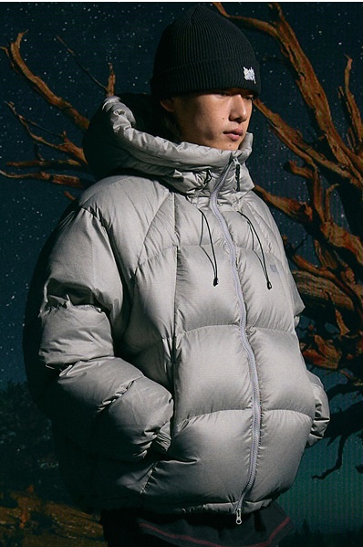 BROWN BREATH TAG PUFFER PADDING JUMPER IN LIGHT GRAY