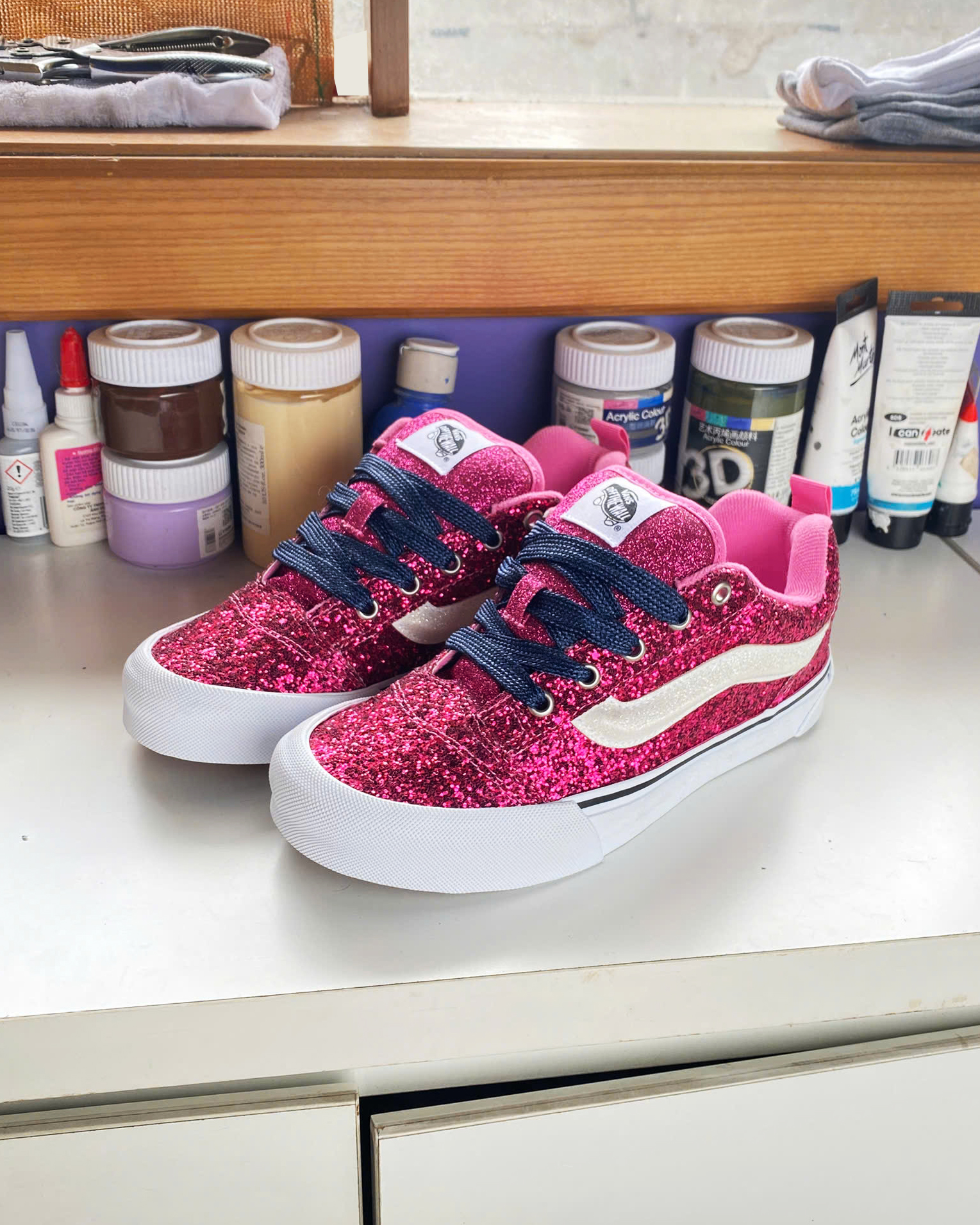 WAFFLE SNEAKER KNU SKOOL GLITTER PINK