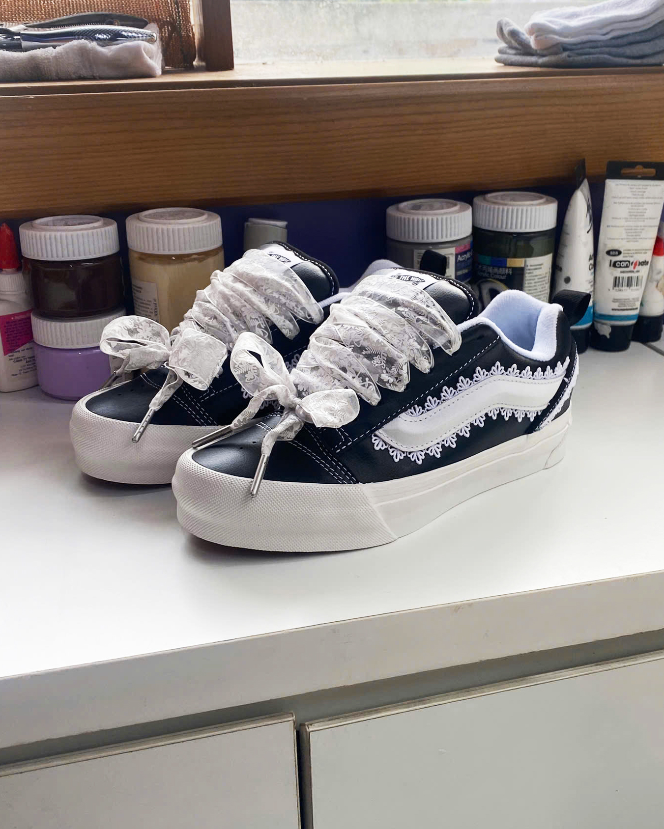 WAFFLE SNEAKER KNU SKOOL PREMIUM BLACK LEATHER