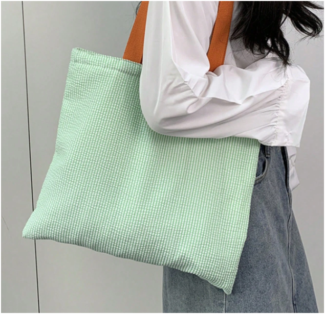 Túi tote kẻ sọc thêu tên theo yêu cầu