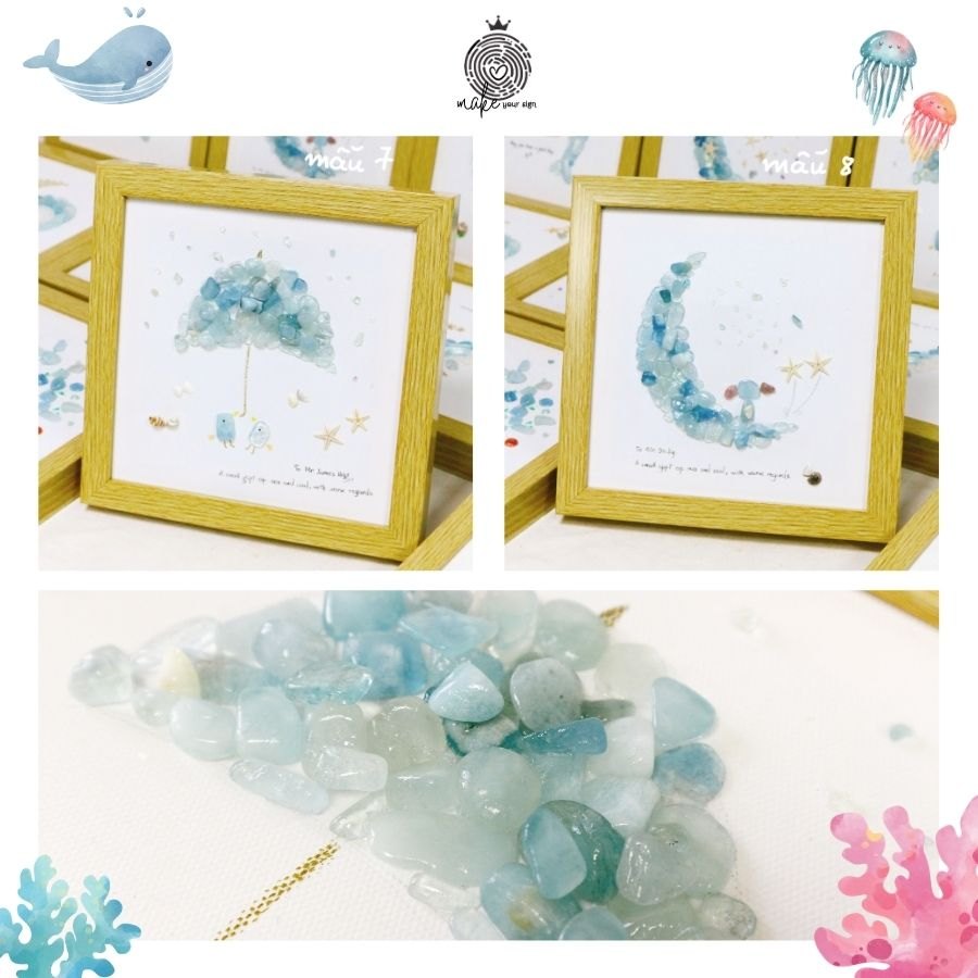 Tranh bình yên xanh 20x20cm đá xanh biển