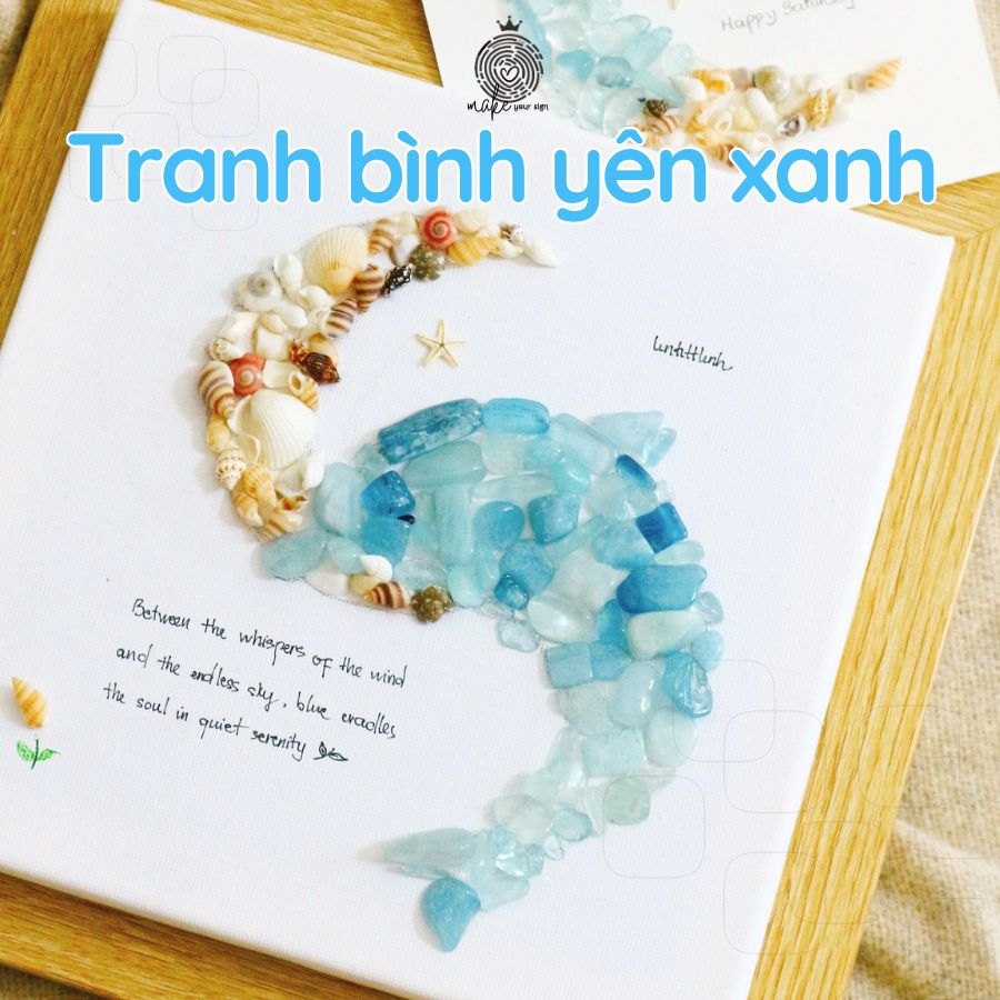 Tranh bình yên xanh 20x20cm đá xanh biển