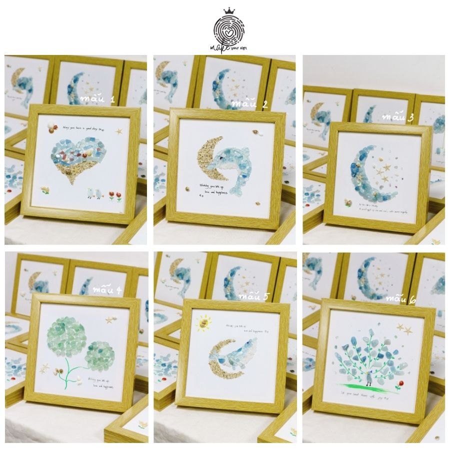 Tranh bình yên xanh 20x20cm đá xanh biển