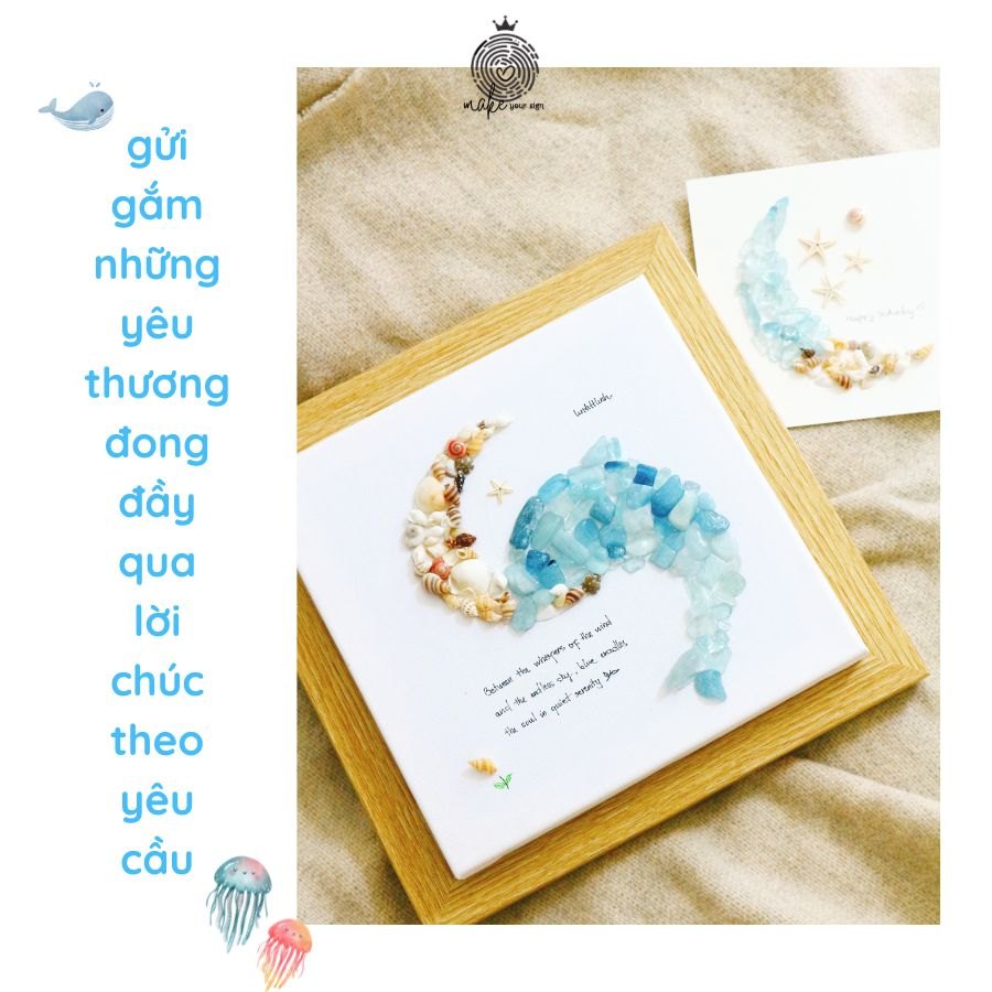 Tranh bình yên xanh 20x20cm đá xanh biển