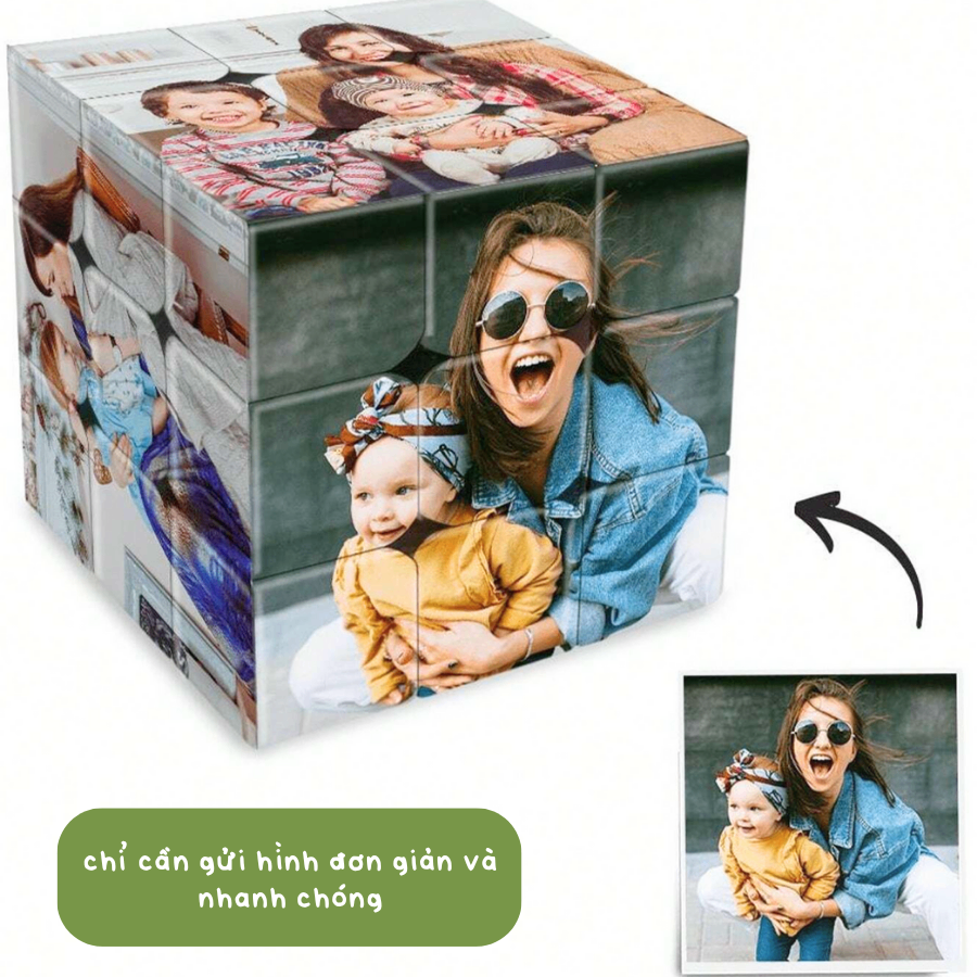 Móc Khóa Rubik 3,5cm 6 mặt in hình theo yêu cầu