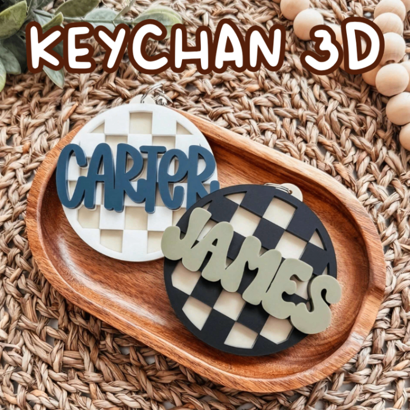 Móc khóa 3d in tên nổi theo yêu cầu