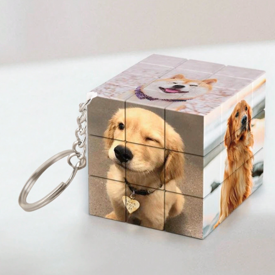 Móc Khóa Rubik 3,5cm 6 mặt in hình theo yêu cầu