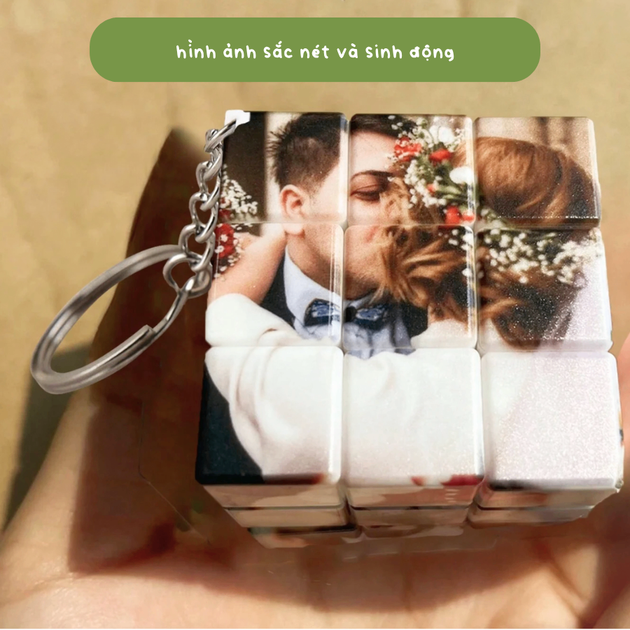 Móc Khóa Rubik 3,5cm 6 mặt in hình theo yêu cầu