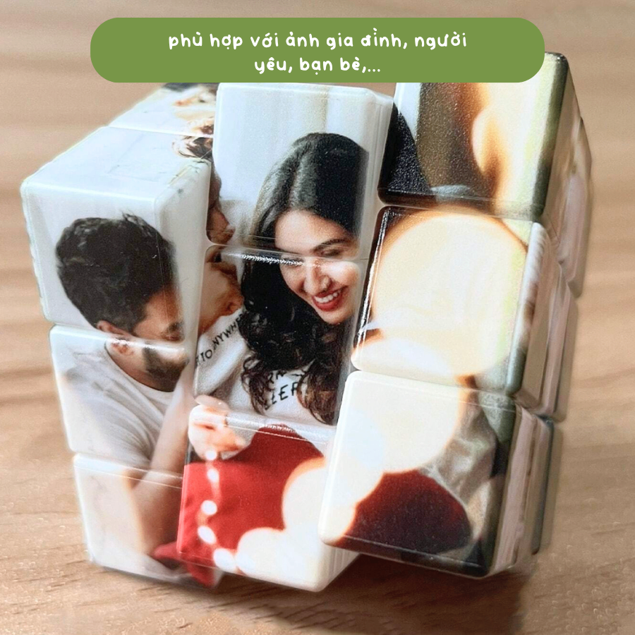 Móc Khóa Rubik 3,5cm 6 mặt in hình theo yêu cầu