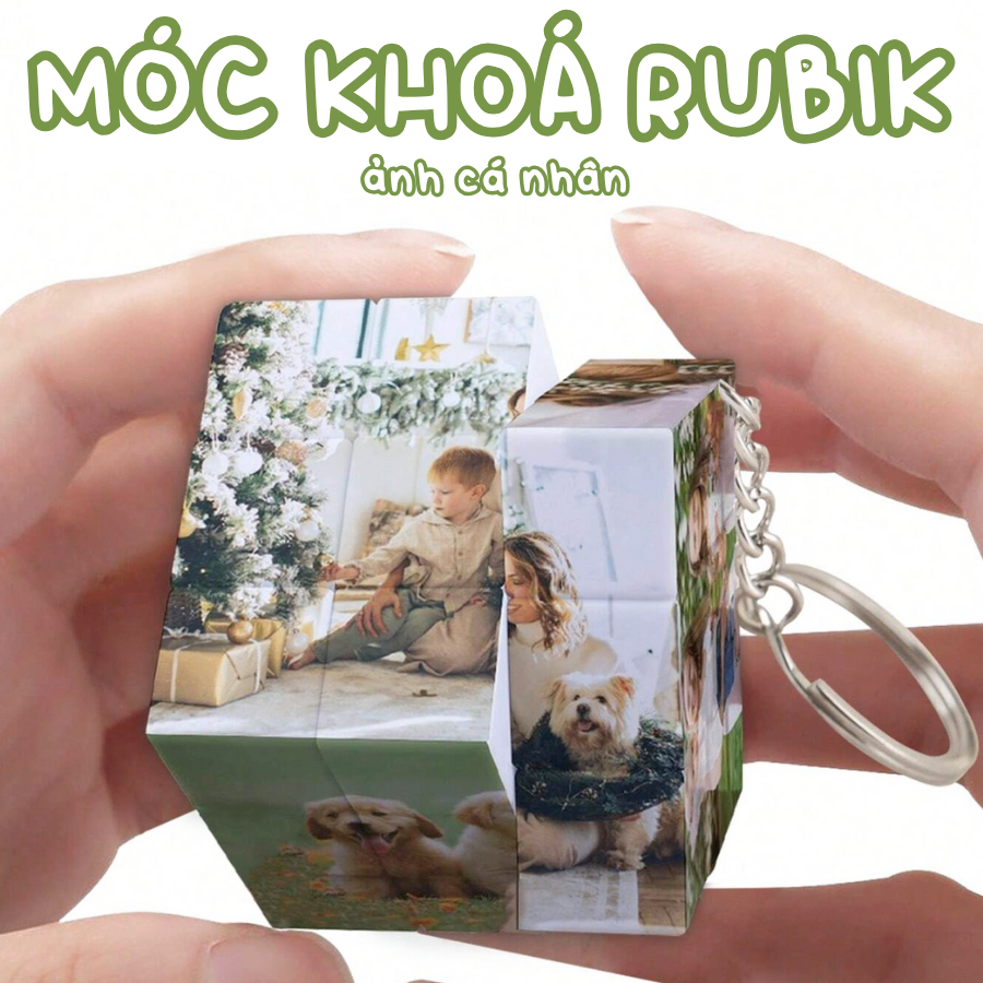Móc Khóa Rubik 3,5cm 6 mặt in hình theo yêu cầu