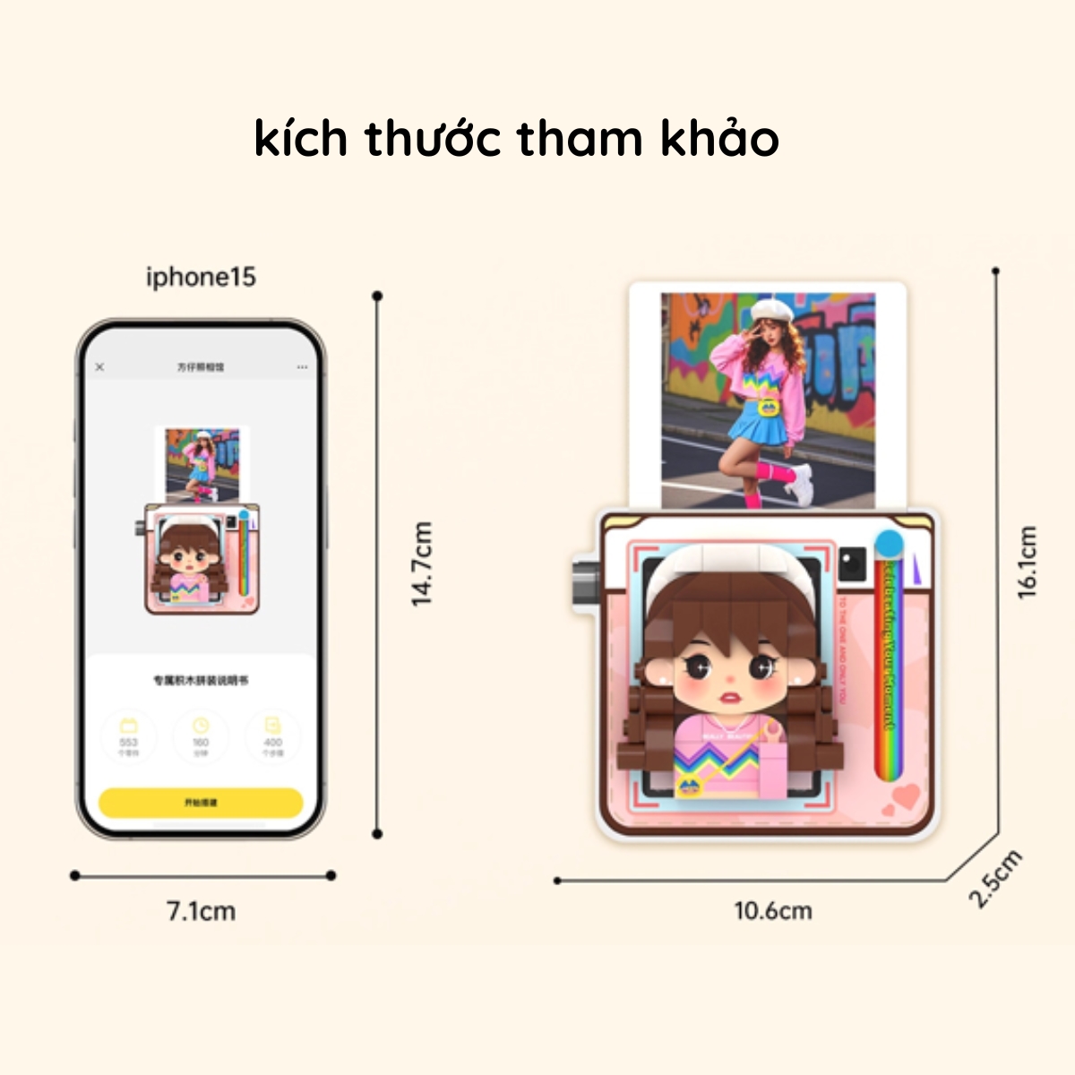 Bộ xếp hình kiểu Selfie có dây treo 1 nhân vật