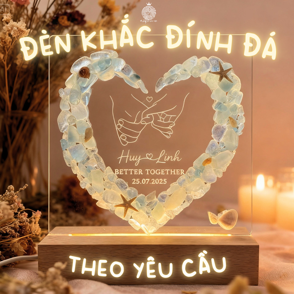 Đèn Khắc Đính Đá Theo Yêu Cầu – Quà Tặng Cá Nhân Hóa Độc Bản Cho Cặp Đôi