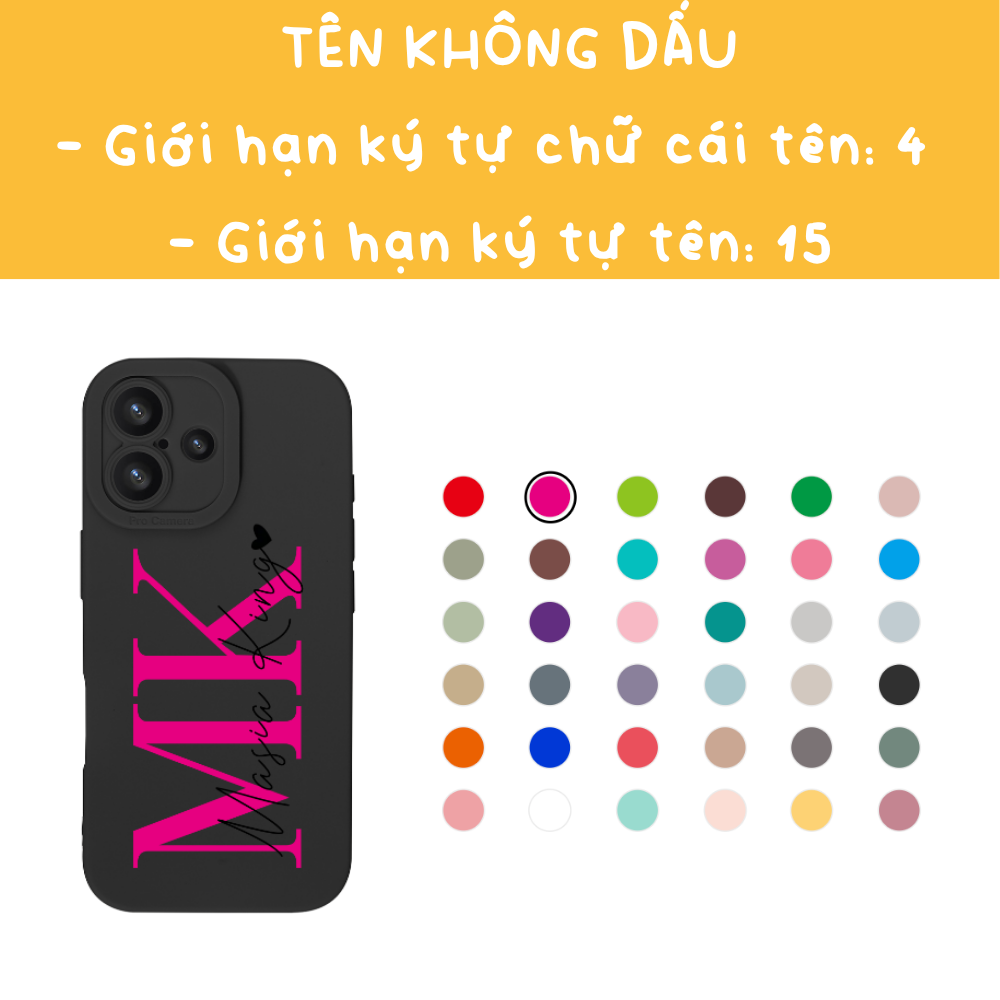 Ốp điện thoại in chữ cái tên theo yêu cầu