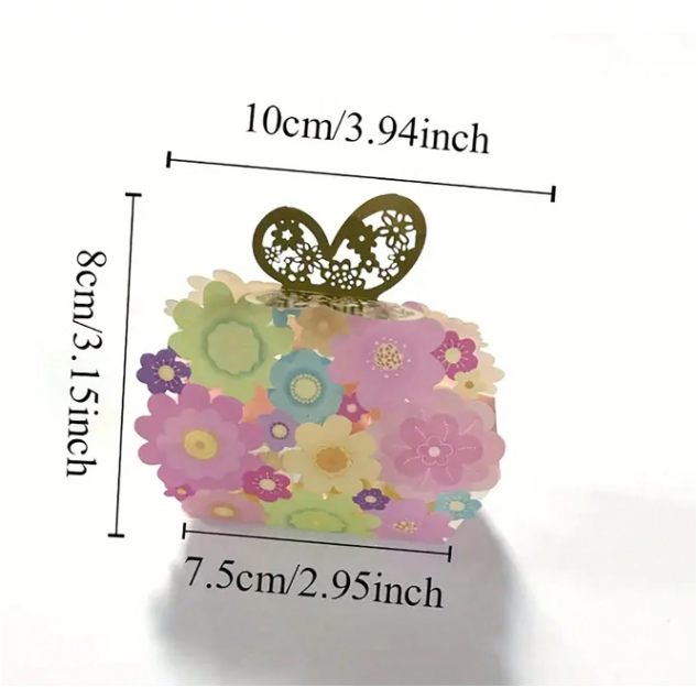 Set 10 Hộp Quà Giấy Mini Họa Tiết Hoa & Bướm