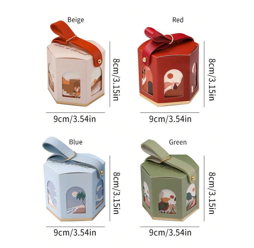 Set 10 Hộp Quà Lục Giác Quai Da PU