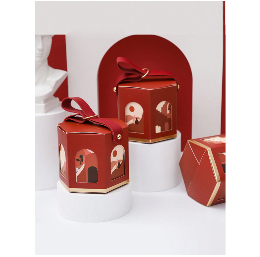 Set 10 Hộp Quà Lục Giác Quai Da PU