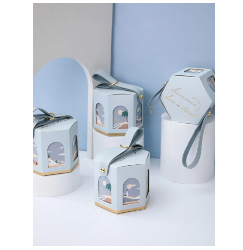 Set 10 Hộp Quà Lục Giác Quai Da PU