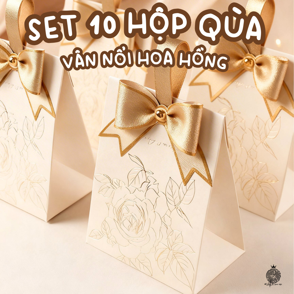 Set 10 Hộp Quà Vân Nổi hoa hồng
