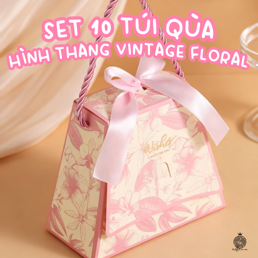 Set 10 Túi Quà Hình Thang Vintage Floral