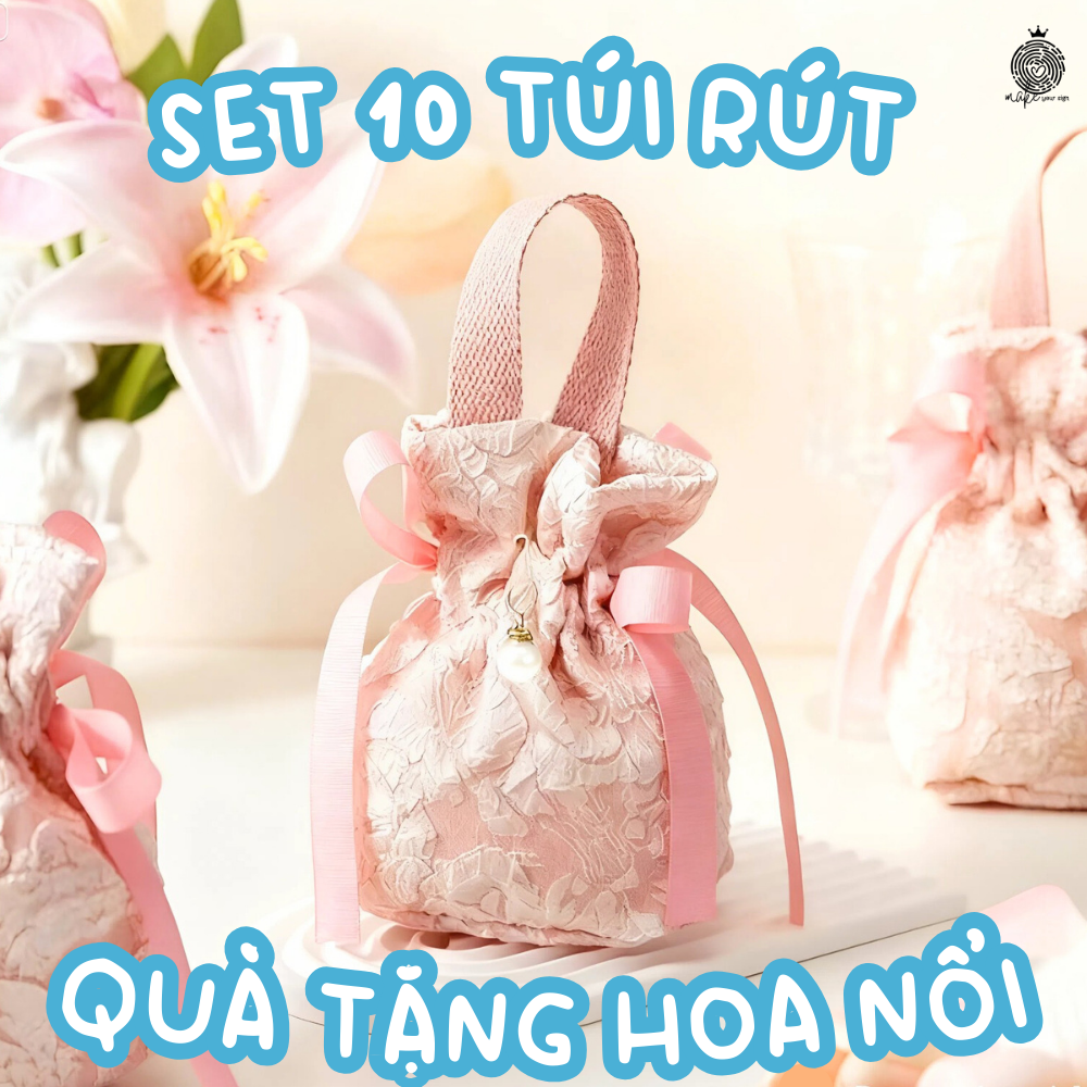 Set 10 Túi rút Quà Tặng Hoa Nổi