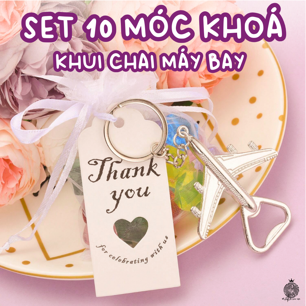 Set 10 móc khóa khui chai máy bay