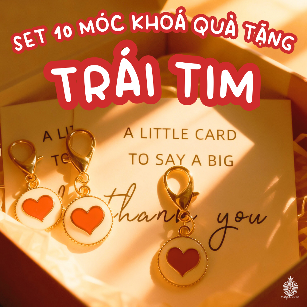 Set 10 móc khóa quà tặng Trái tim
