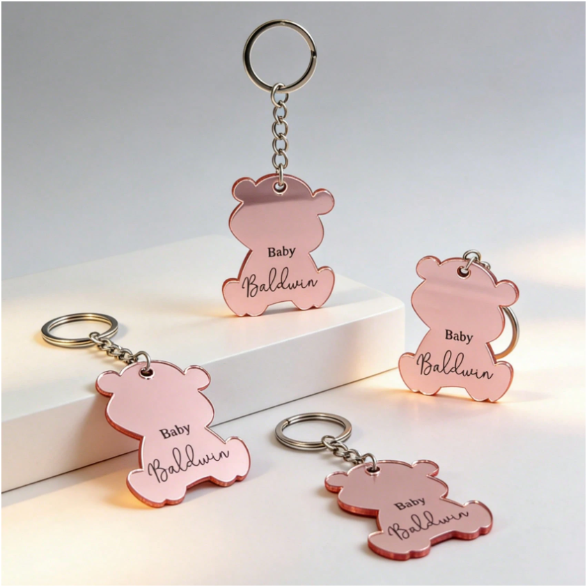 Set 10 thẻ tên acrylic hình gấu khắc tên theo yêu cầu