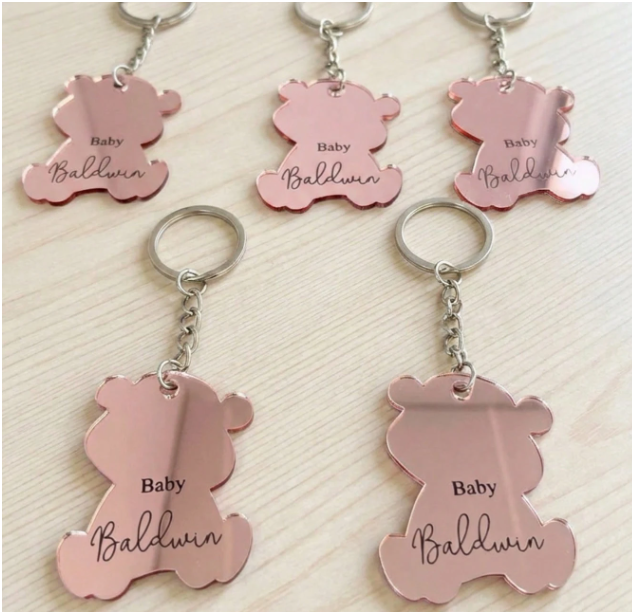 Set 10 thẻ tên acrylic hình gấu khắc tên theo yêu cầu