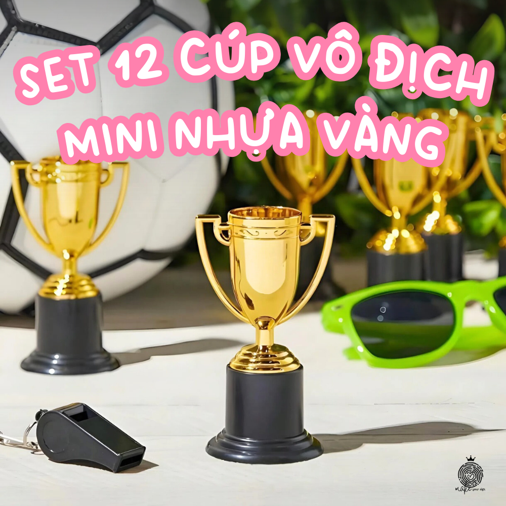 Set 12 Cúp Vô Địch Mini Nhựa Vàng