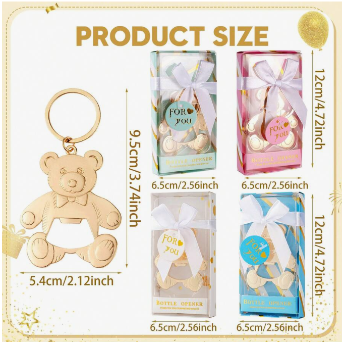 Set 12 móc khóa khui chai hình gấu Teddy