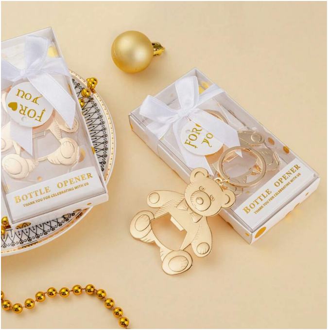 Set 12 móc khóa khui chai hình gấu Teddy